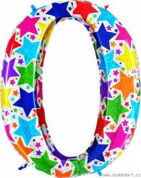 Aufblasbarer Ballon Nummer 0 bunte Sterne 102 cm extra groß