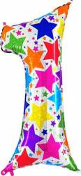 Aufblasbarer Ballon Nummer 1 bunte Sternchen 102 cm Extra groß