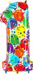 Aufblasbarer Ballon Nr. 1 bunte Ballons 102 cm extra groß