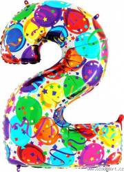 Aufblasbarer Ballon Nummer 2 bunte Ballons 102 cm extra groß