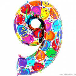 Aufblasbarer Ballon Nummer 9 bunte Ballons 102 cm extra groß