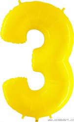 Aufblasbarer Ballon Nr. 3 gelb 102 cm extra groß