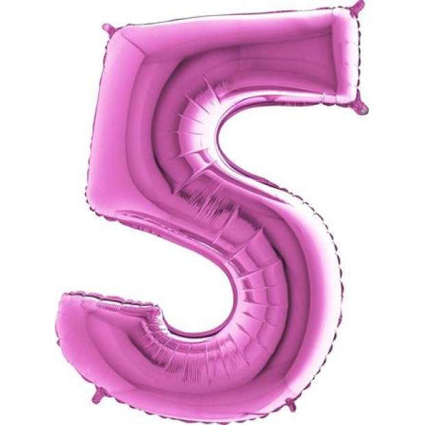 Aufblasbarer Ballon Nummer 5 rosa 102 cm extra groß