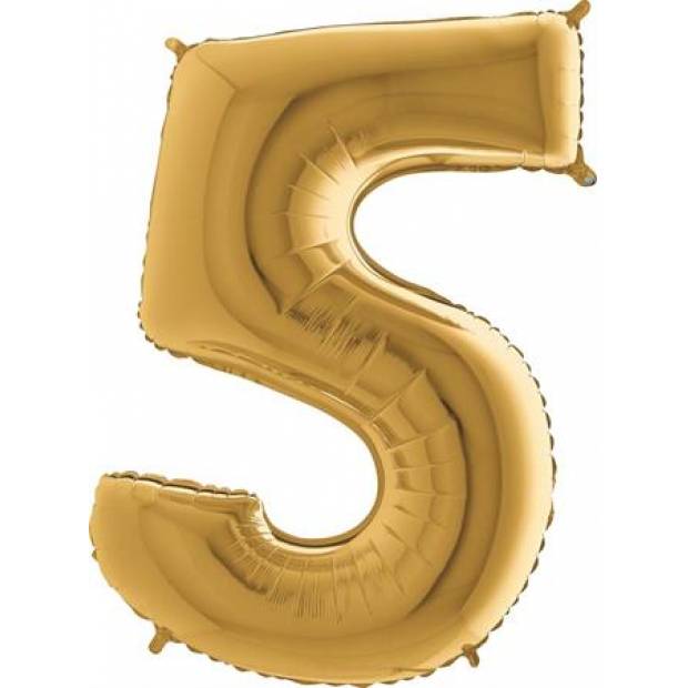 Aufblasbarer Ballon Nr. 5, goldfarben, 102 cm, extra groß