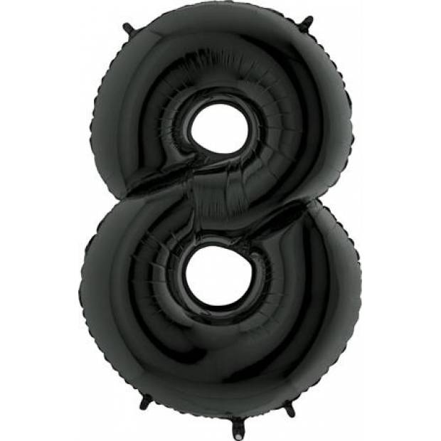 Aufblasbarer Ballon Nummer 8 schwarz 102 cm extra groß