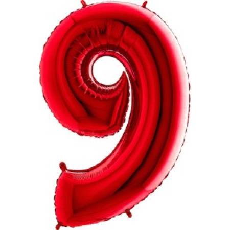 Aufblasbarer Ballon Nr. 9 rot 102 cm extra groß