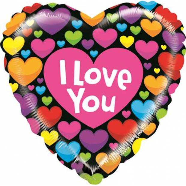 Aufblasbarer Herzballon farbig I Love You 53 cm