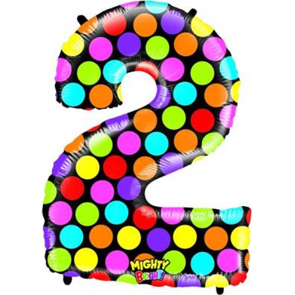 Aufblasbarer Ballon Nr. 2 farbig 102 cm extra groß