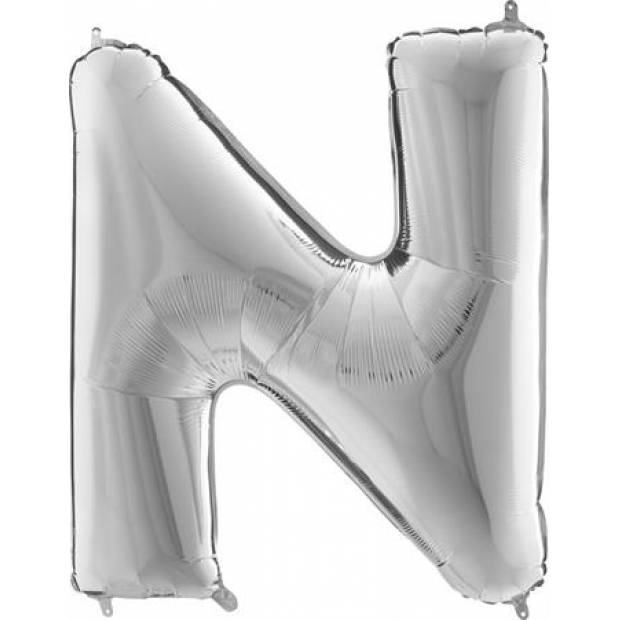 Aufblasbarer Ballon Buchstabe N silbern 102 cm