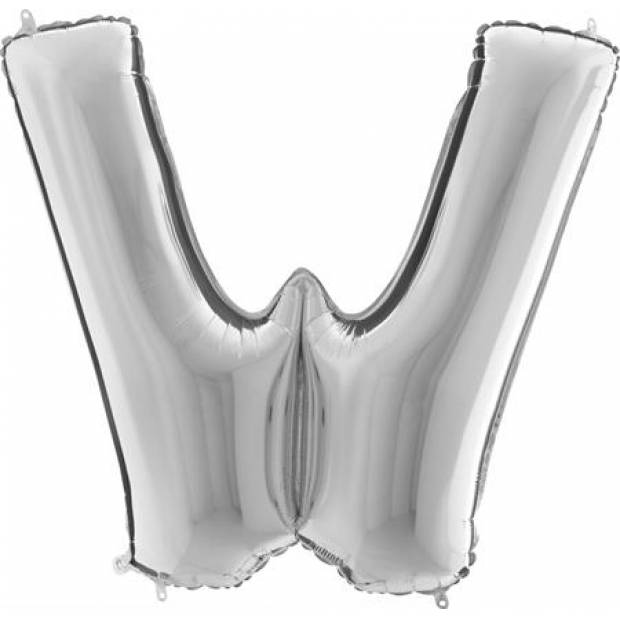 Aufblasbarer Ballon Buchstabe W silbern 102 cm