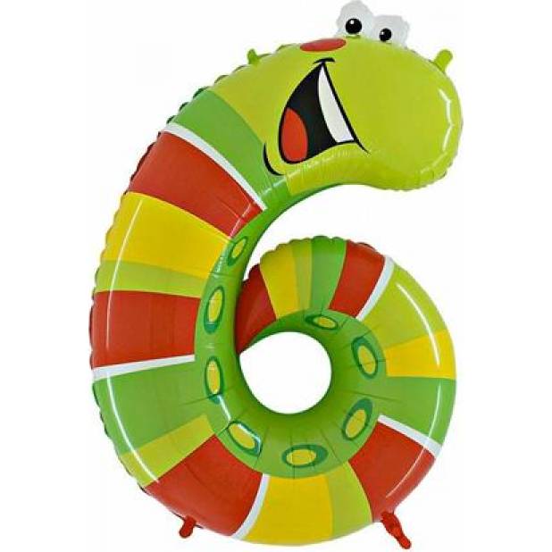 Aufblasen-Ballon Raupe Nr. 6 für Kinder 102 cm