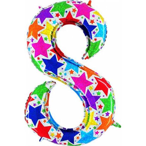 Aufblasbarer Ballon Nummer 8 bunte Sterne 102 cm extra groß