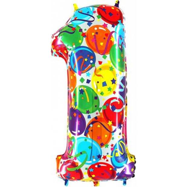 Aufblasbarer Ballon Nr. 1 bunte Ballons 102 cm extra groß