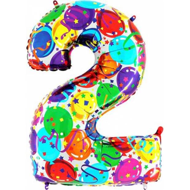 Aufblasbarer Ballon Nummer 2 bunte Ballons 102 cm extra groß