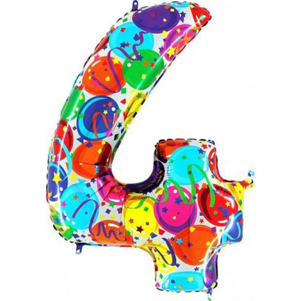 Aufblasbarer Ballon Nummer 4 bunte Ballons 102 cm extra groß