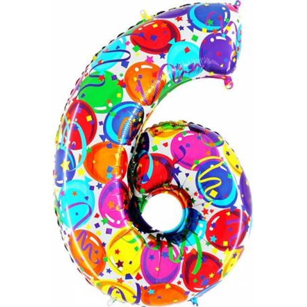 Aufblasbarer Ballon Nummer 6 bunte Ballons 102 cm extra groß