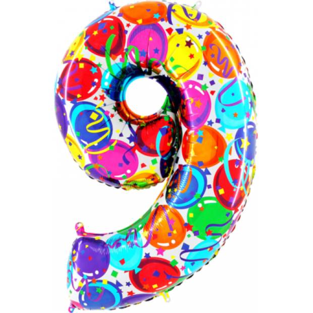 Aufblasbarer Ballon Nummer 9 bunte Ballons 102 cm extra groß