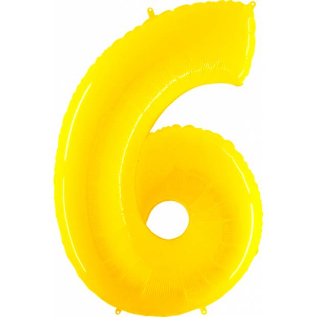 Aufblasbarer Ballon Nr. 6 gelb 102 cm extra groß