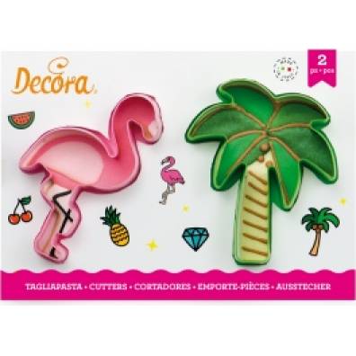Flamingo und Palme Plastikstanzer Set 2 Stück