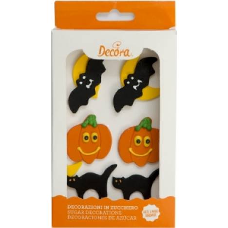Zucker Kuchen Dekoration Kürbis, Fledermaus und Katze 6pcs