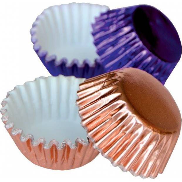 Aluminium Pralinenbecher 50 Stück lila und bronze