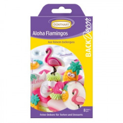 Zuckerdekoration für Kuchen Aloha Flamingo 8 Stücke in einer Packung