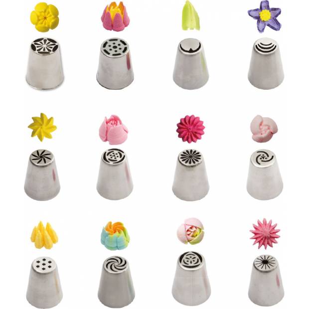 Satz mit 12 Blumendekorationsspitzen