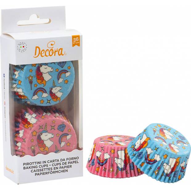 Muffin-Körbe 36Stück Einhorn blau und rosa
