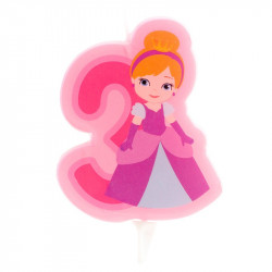 Tortenkerze Nummer drei Prinzessin 7cm