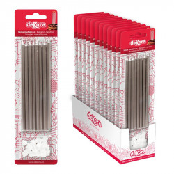 Silberne Tortenkerzen mit Streichholz 13cm 16Stk