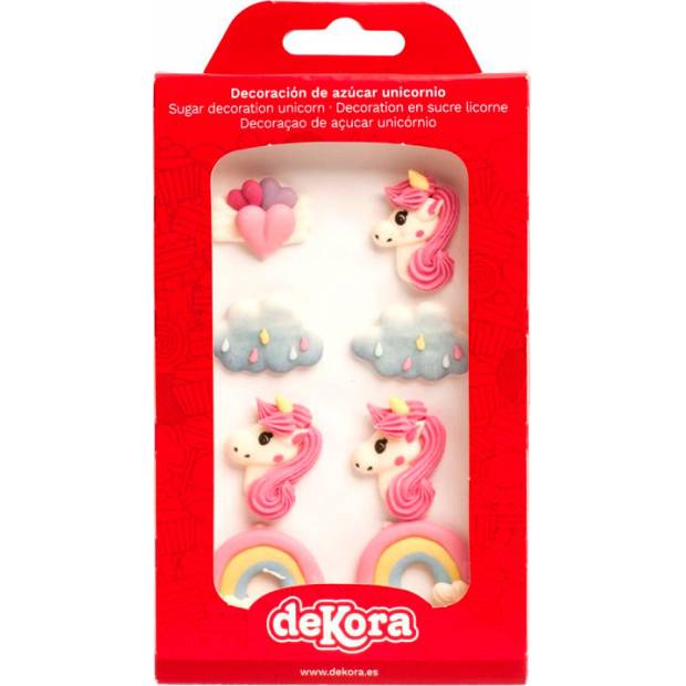 Zuckerdekoration Einhorn, Wolken und Regenbogen