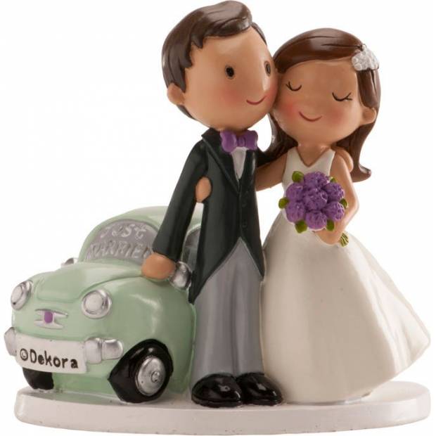 Hochzeitstorte Figur Neuvermählte mit Auto 12cm