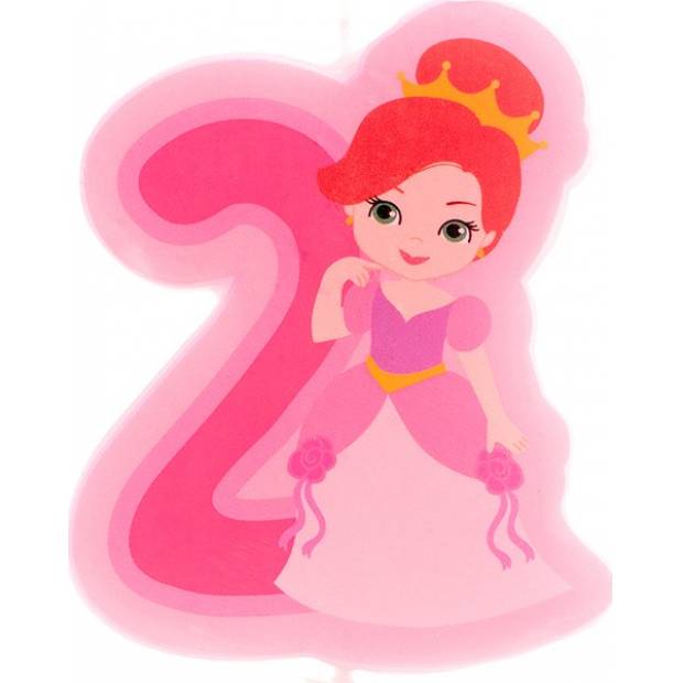 Tortenkerze Nummer zwei Prinzessin 7cm