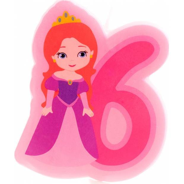 Tortenkerze Nummer sechs Prinzessin 7cm