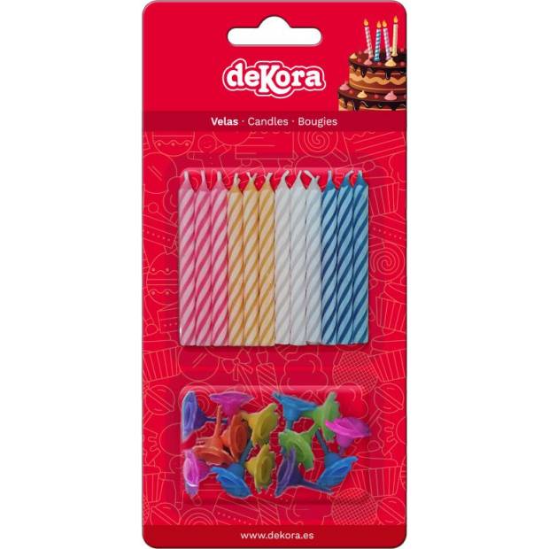 Tortenkerzen farbig mit Streichholz 24Stk