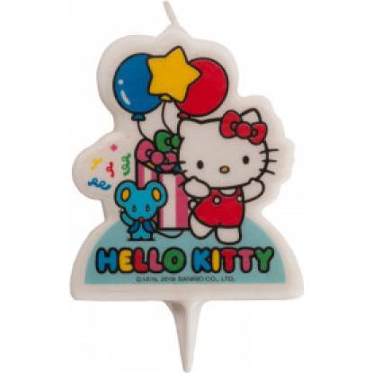 Hello Kitty Tortenkerze 7cm mit Maus und Luftballons