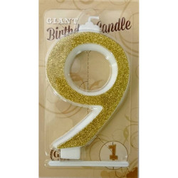 Kerze große goldene Zahl 9 6440