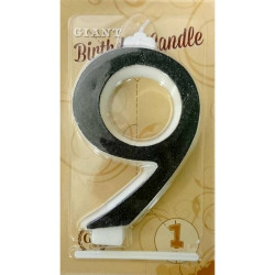 Kerze große schwarze Nummer 9 6450