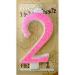 Kerze groß rosa Nummer 2 6453