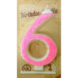 Kerze groß rosa Nummer 6 6457