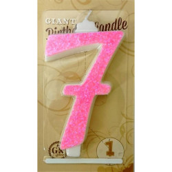 Kerze groß rosa Nummer 7 6458