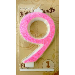 Kerze groß rosa Nummer 9 6460