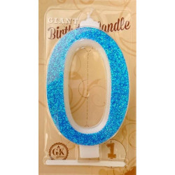 Kerze große blaue Nummer 0 6461