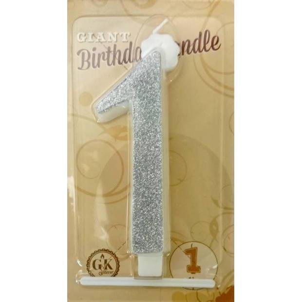 Große silberne Kerze Nummer 1 6422