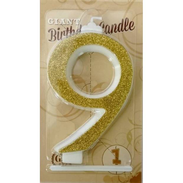 Kerze große goldene Zahl 9 6440