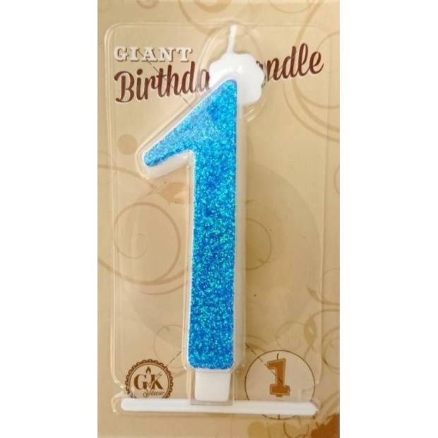 Kerze große blaue Nummer 1 6462