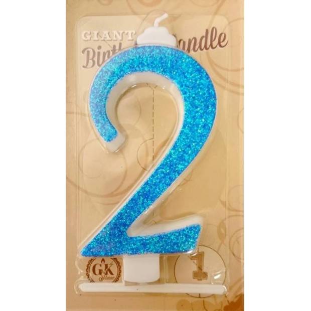 Kerze groß blau Nummer 2 6463