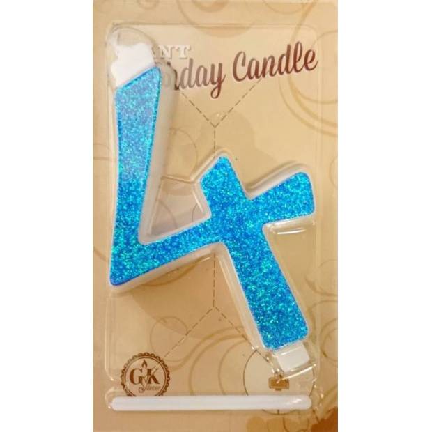 Kerze große blaue Nummer 4 6465