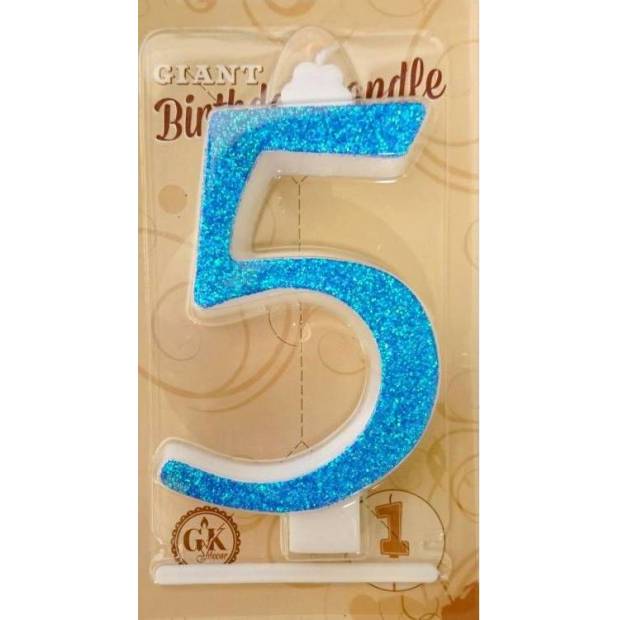Kerze große blaue Nummer 5 6466