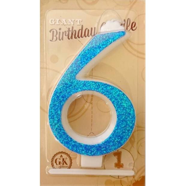 Kerze große blaue Nummer 6 6467